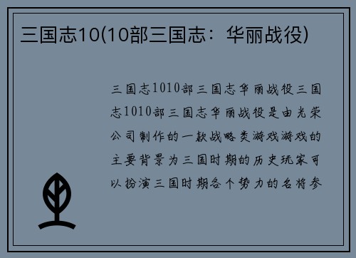 三国志10(10部三国志：华丽战役)